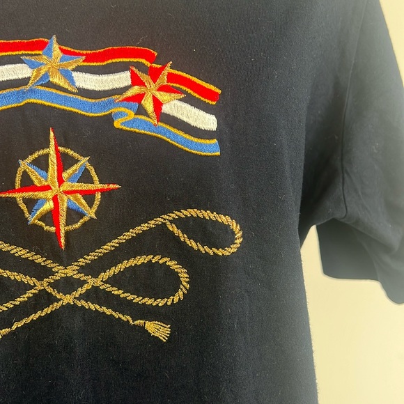 Vintage Mark and Spencer Classic Navy Blue Nautical T-Shirt made in UK - Picture 4 of 7